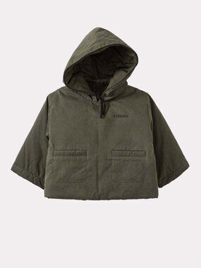 Caramel Twite Baby Cotton Twill Hoodie in Khaki Green